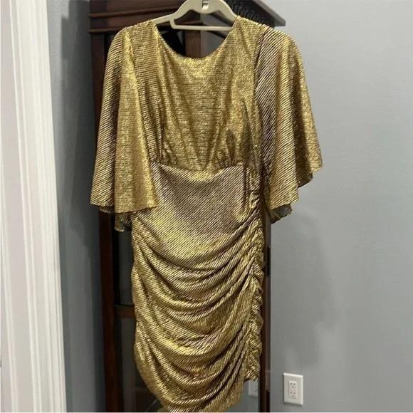 Shona Joy Metallic Gold Mini Dress - Picture 2 of 10